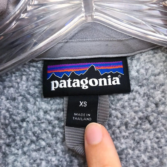 Patagonia Grey Tight Knit Quarter Zip Outdoor Polyester Pullover Jacket XS - Picture 7 of 9